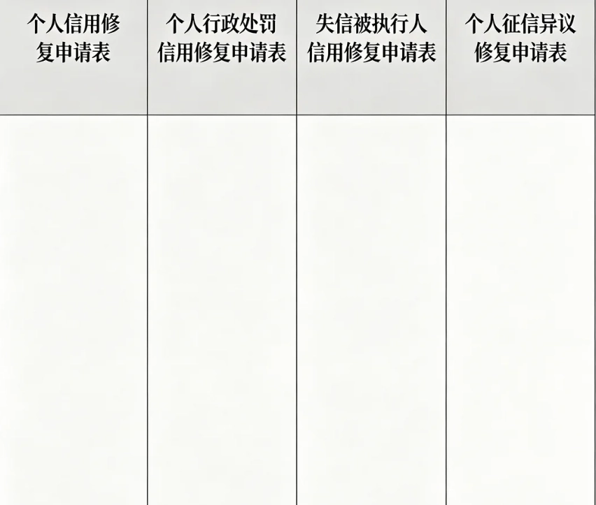 个人信用修复申请表格式参考