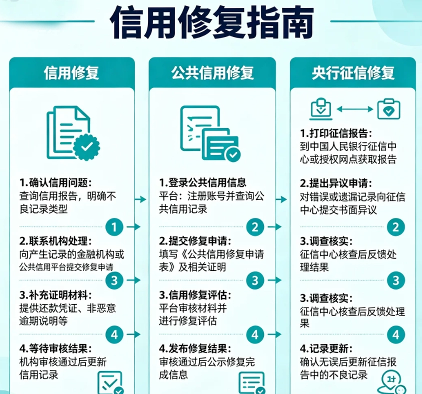提供信用怎么修复 公共信用怎么修复 央行征信怎么修复流程