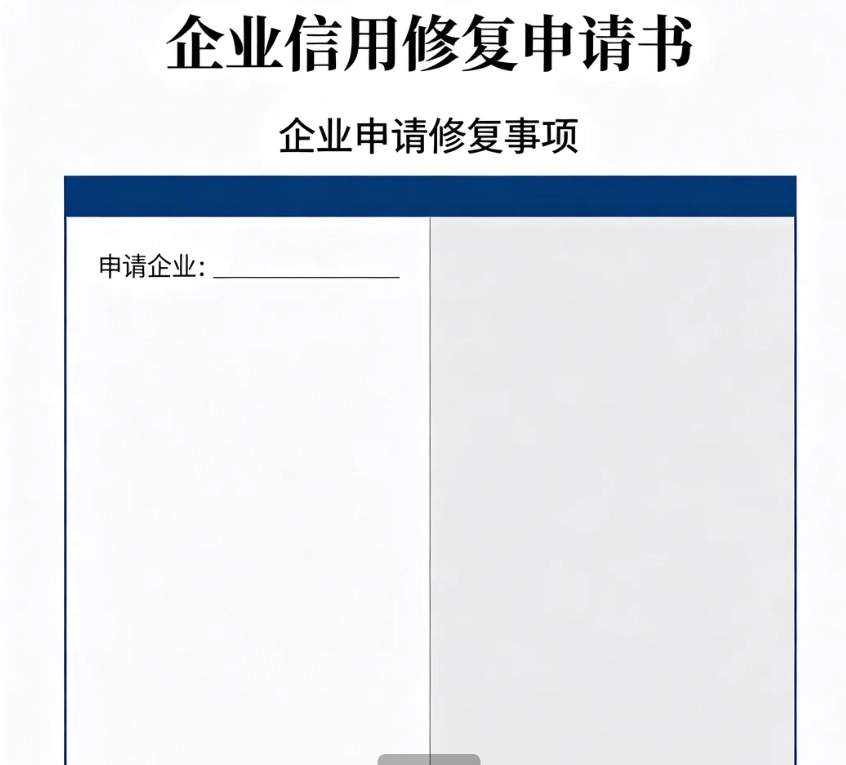 提供企业信用修复申请书模板参考