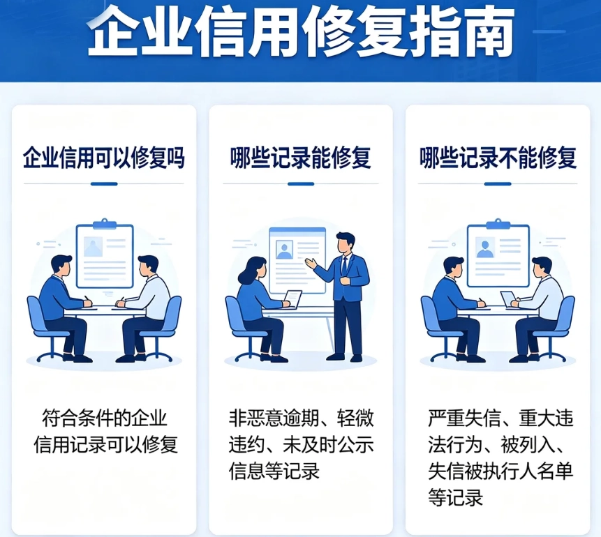 提供企业信用可以修复吗 哪些记录能修复 哪些记录不能修复答案参考