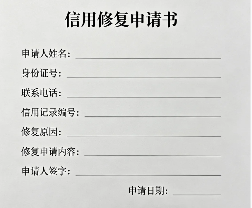 为一起提供信用修复申请书 征信修复申请书