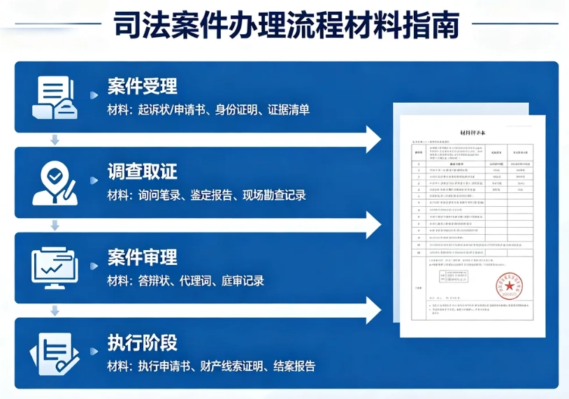 司法案件案件受理 调查取证 案件审理 执行阶段